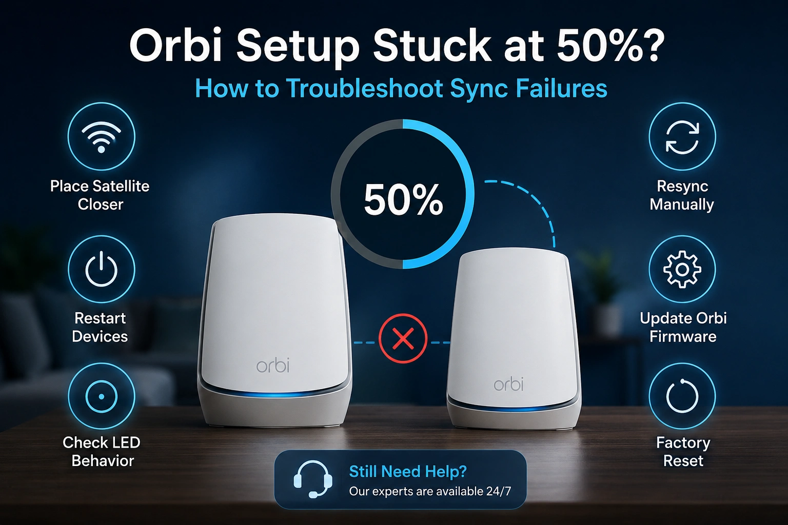 Orbi Setup Stuck at 50%? How to Troubleshoot Sync Failures